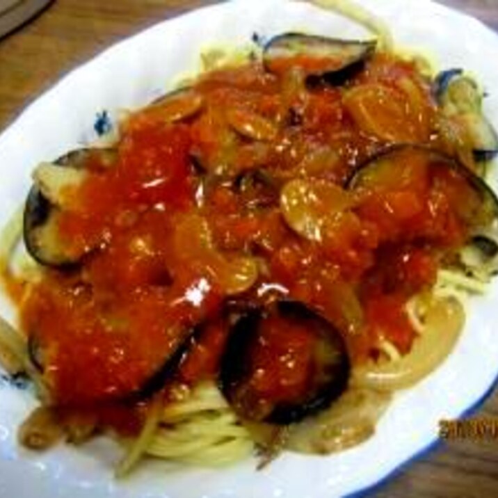 茄子入りスパゲッティナポリタン　（我が家の味）